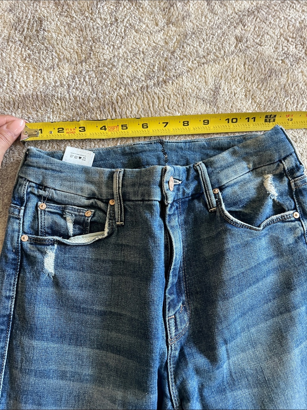 MOTHER Jean Bundle Straight Leg Jeans - Blue, Black, Gray - Picture 3 of 16